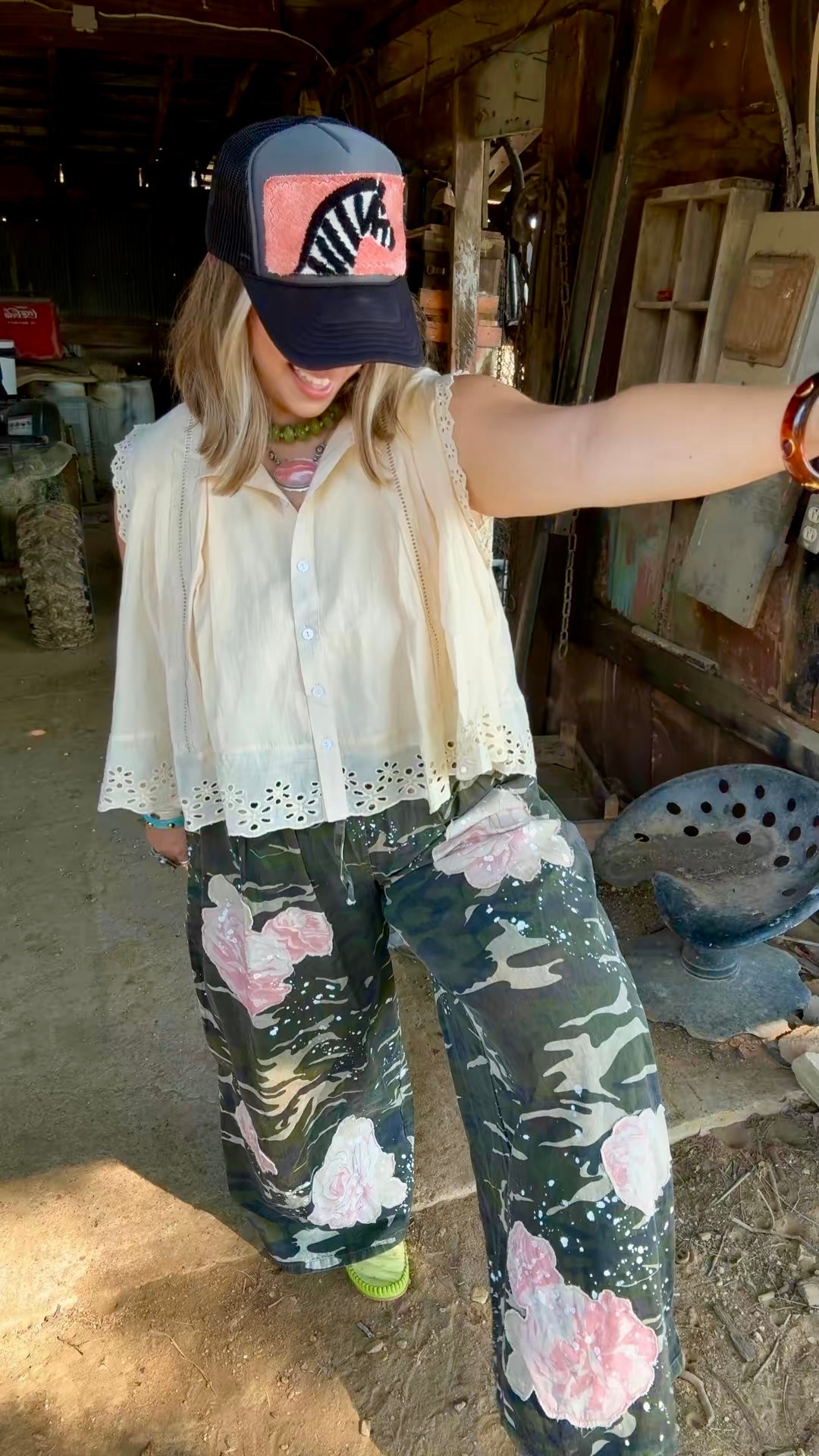 Camo Rose Wide Leg Pants