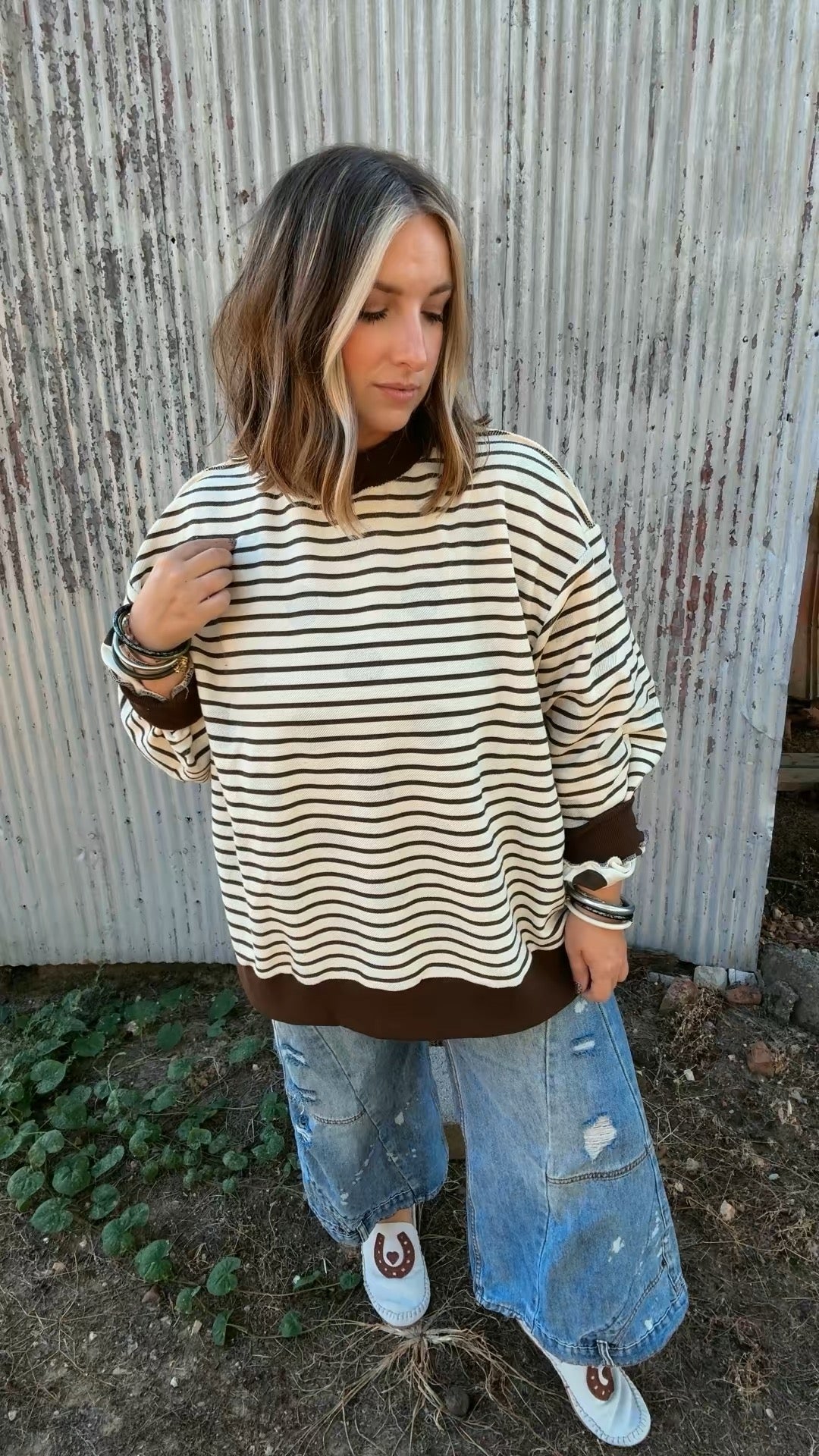 Polka Dot/Stripe Mockneck