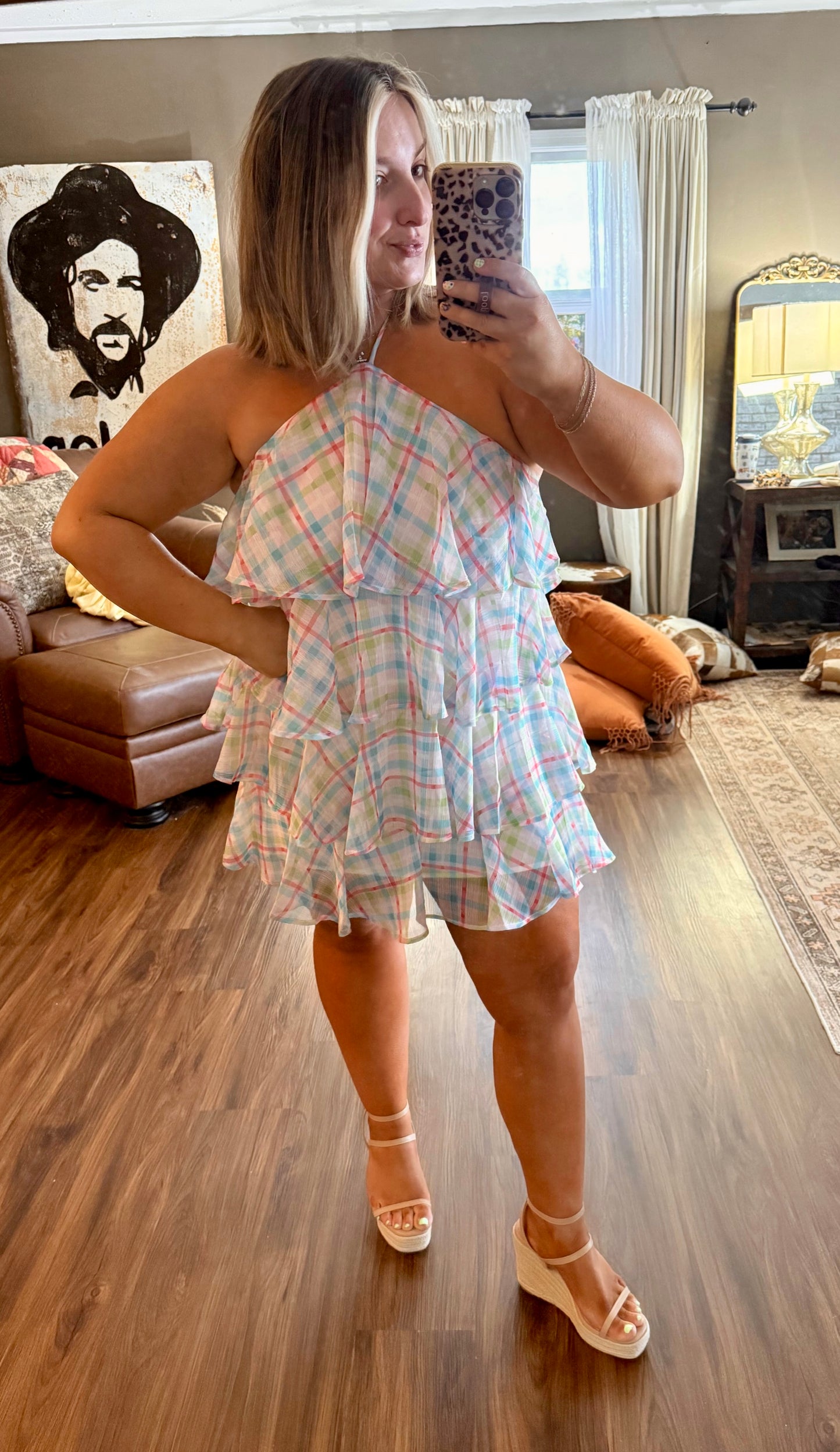 Lillie Plaid Halter Dress