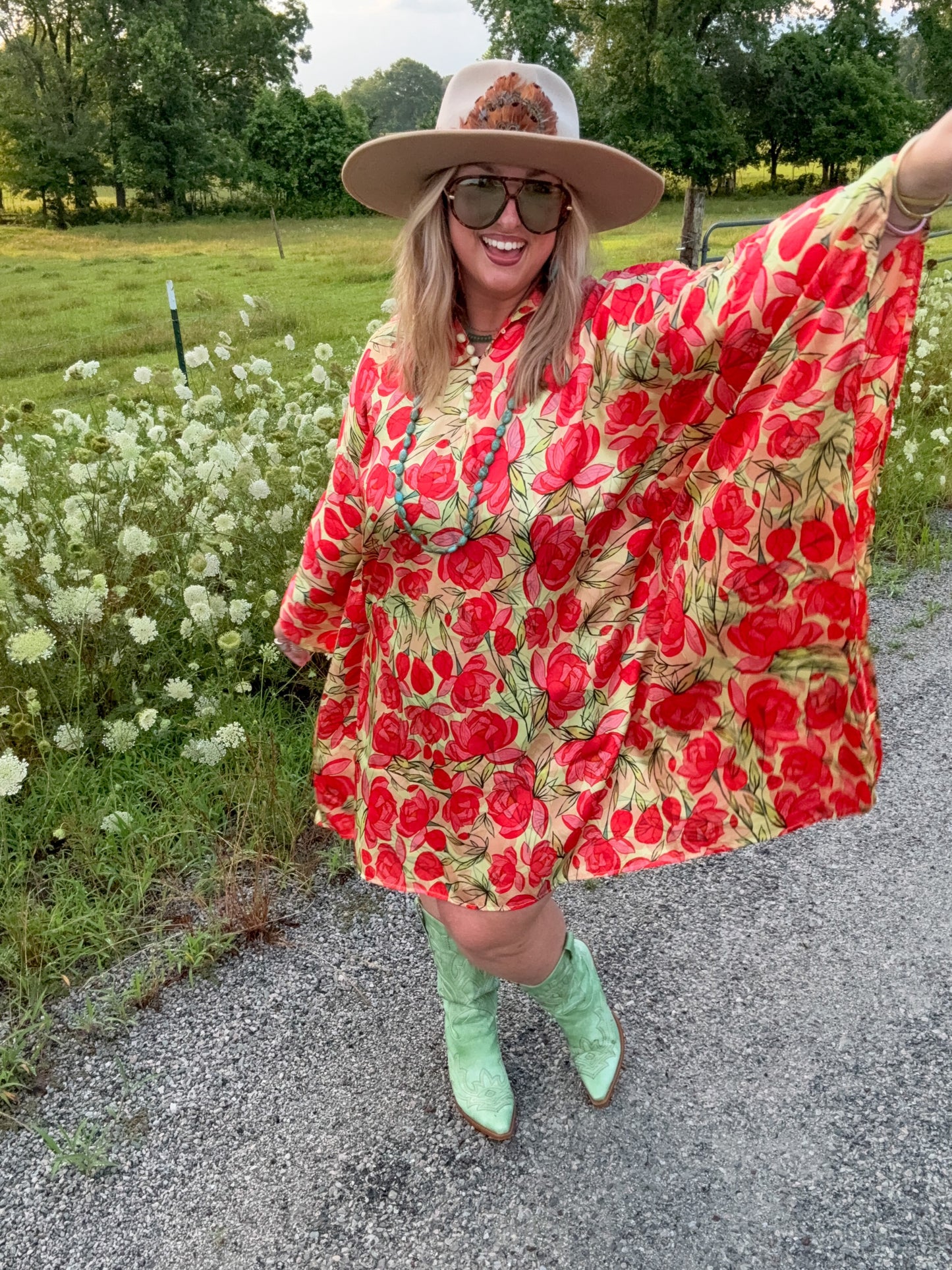 Cherry Blossom Cowgirl Tunic