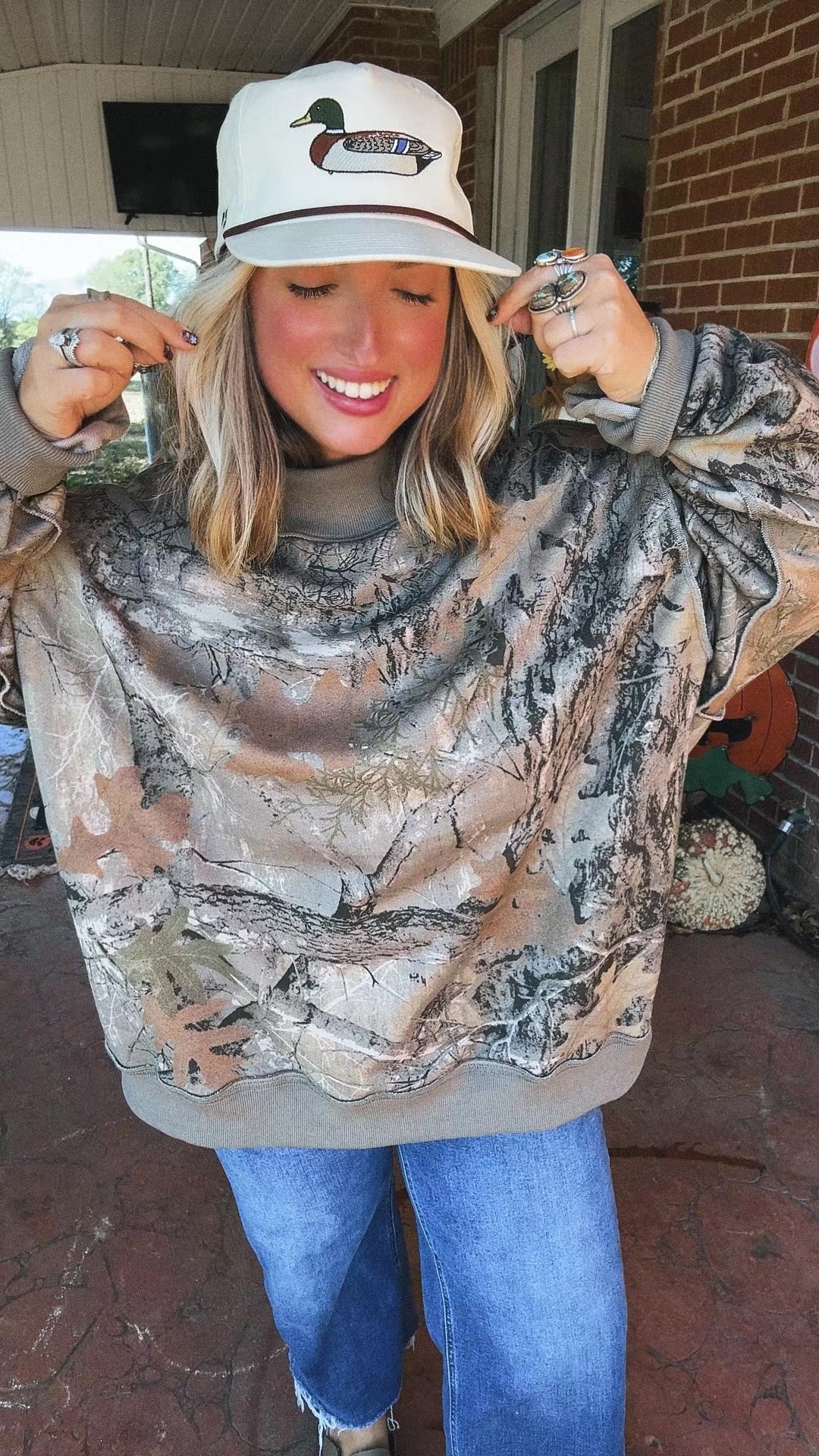 Camo mock neck