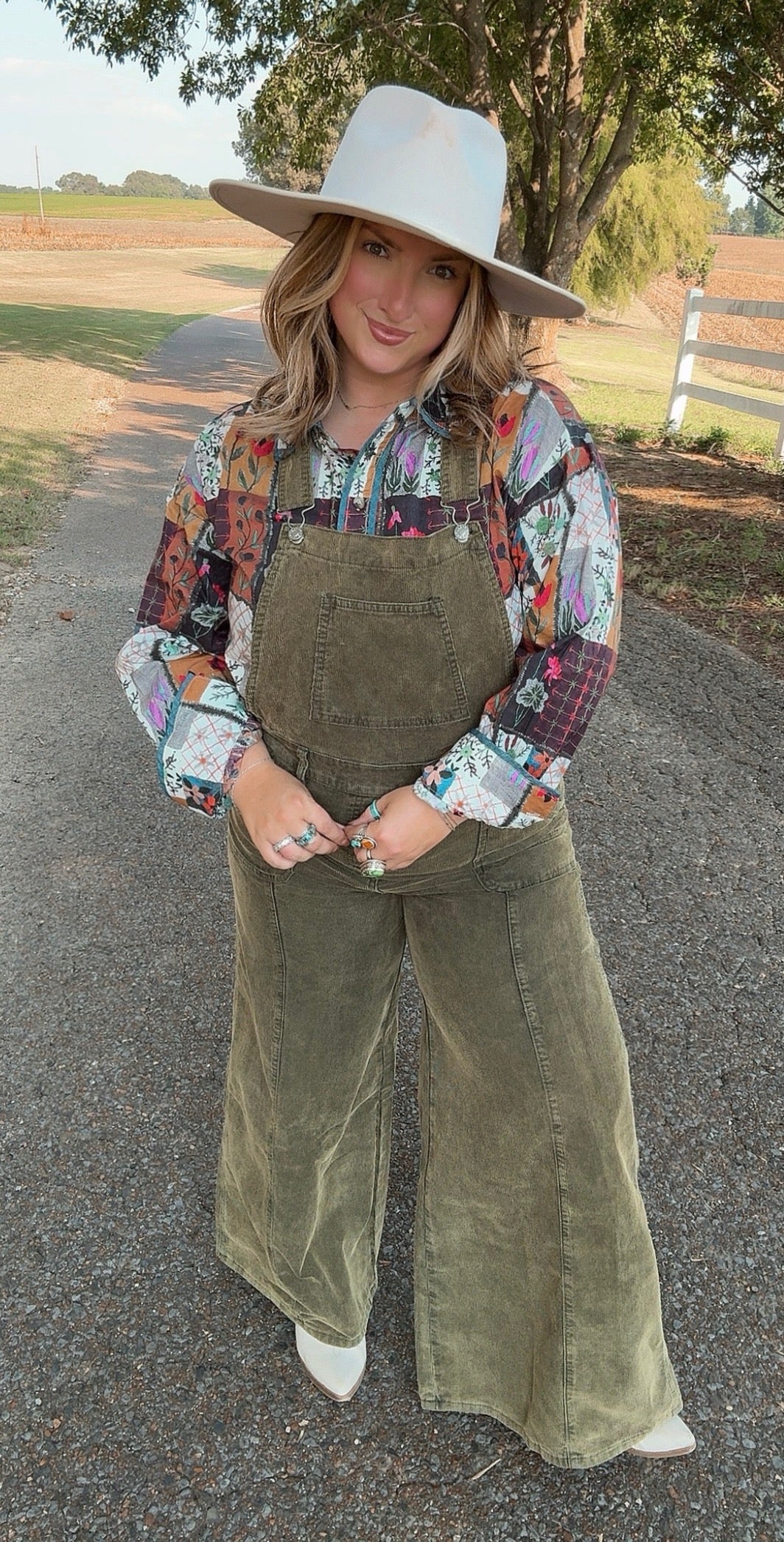 Olive corduroy overalls
