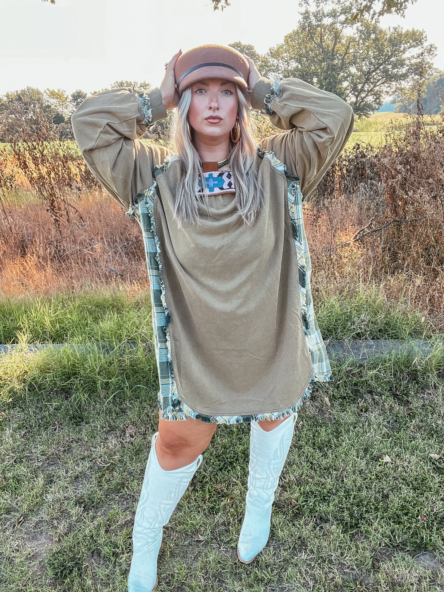 Olive Plaid Tunic