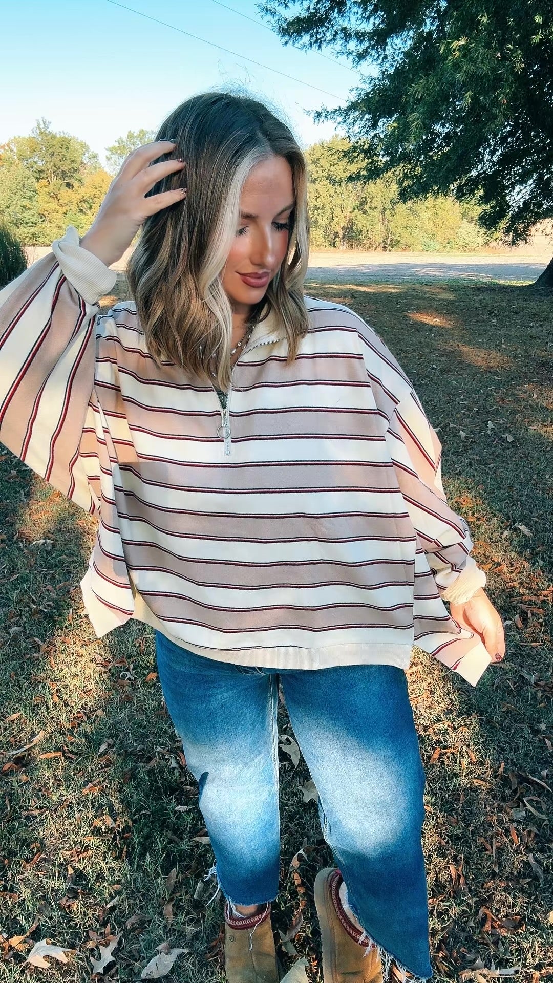 Stripe Varsity Pullover