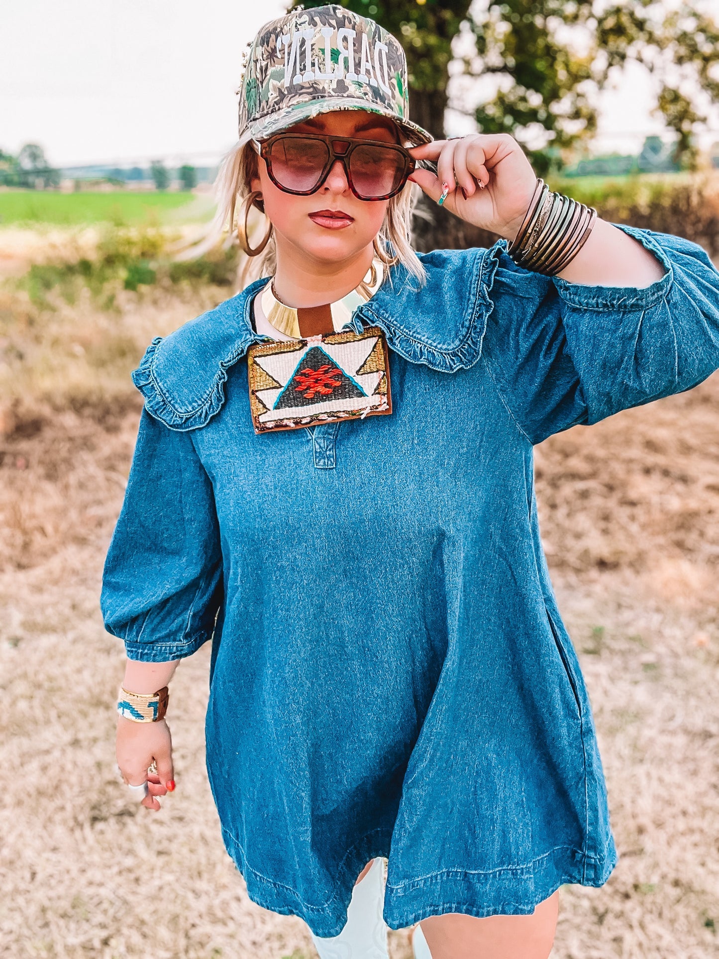 Denim Peter Pan collar dress