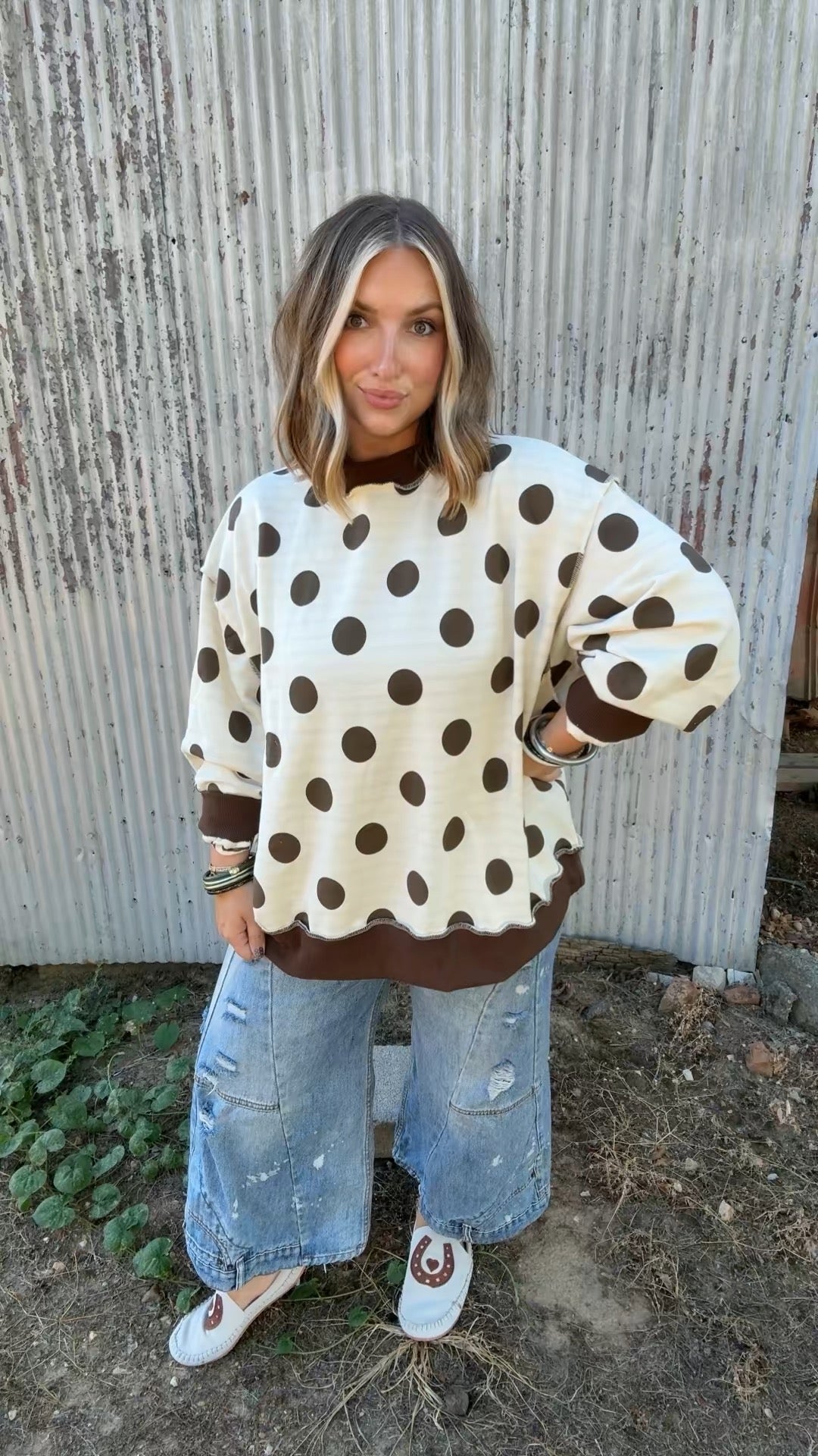 Polka Dot/Stripe Mockneck