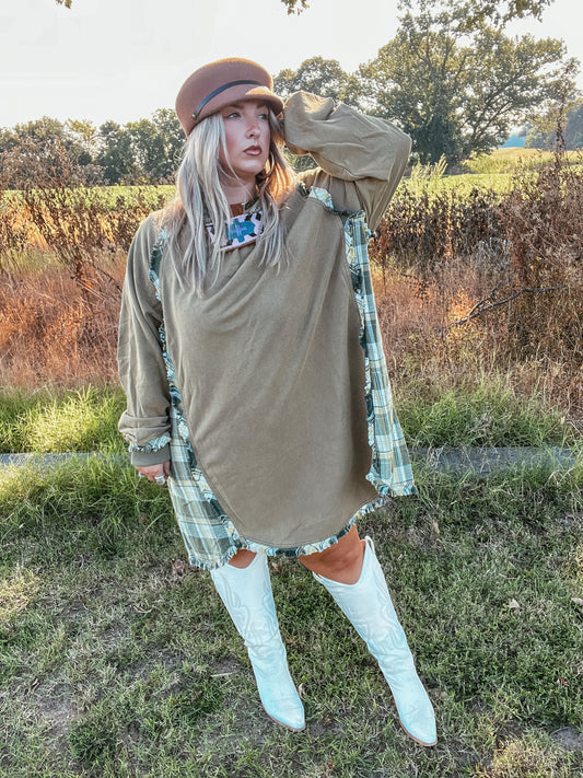 Olive Plaid Tunic