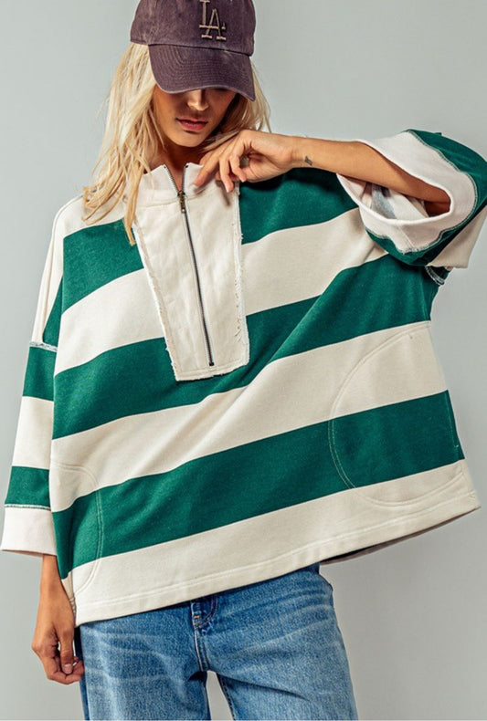 Maggie Stripe Top in Green