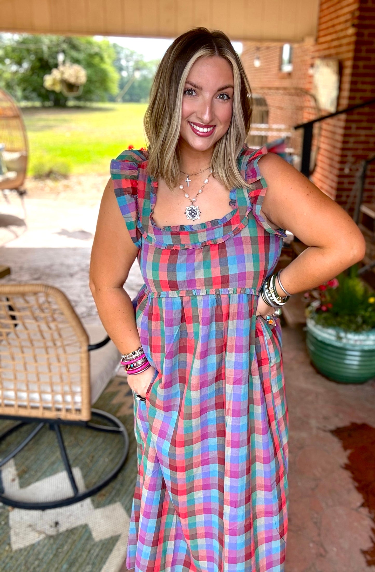 Colorful gingham maxi