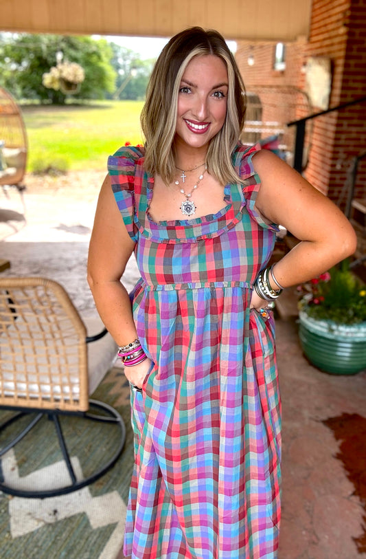 Colorful gingham maxi