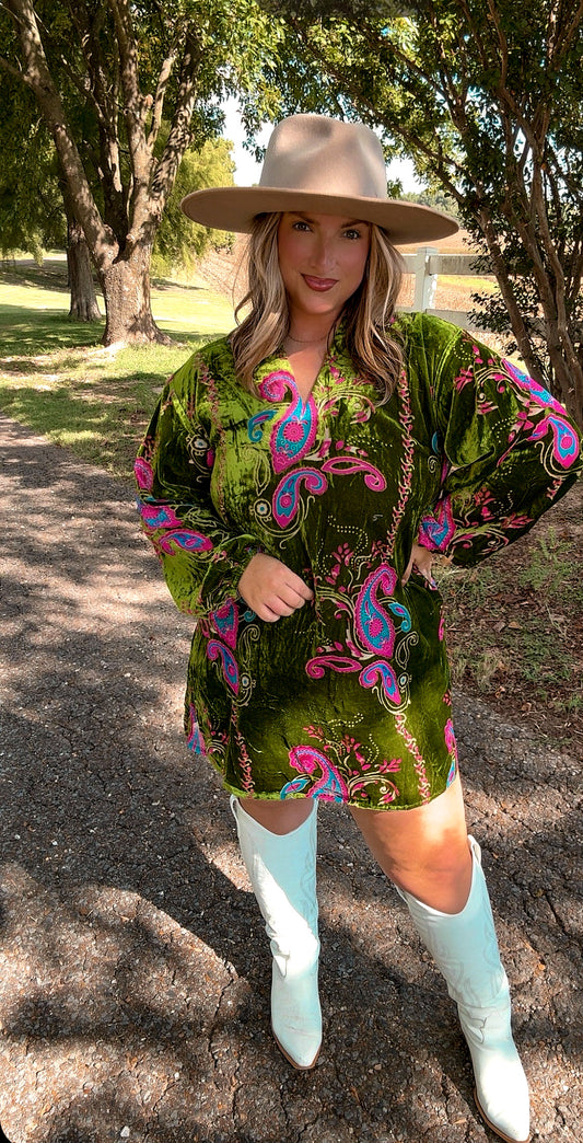 Green Velvet Dress