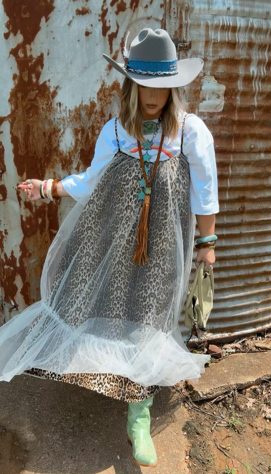 Leopard tulle maxi