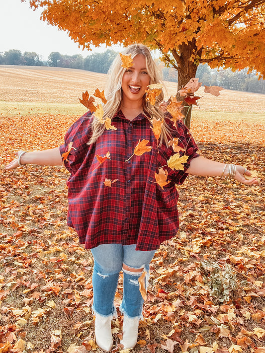 Plaid oversized top