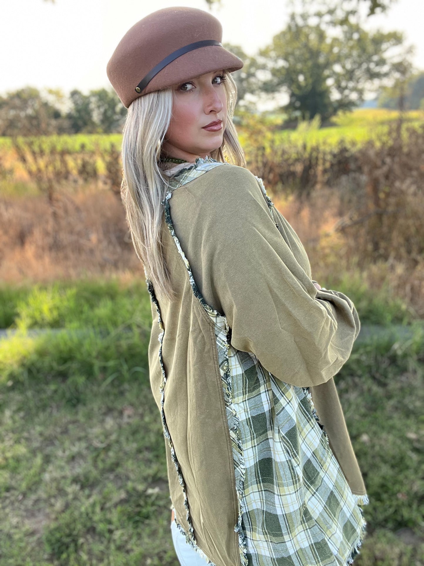 Olive Plaid Tunic