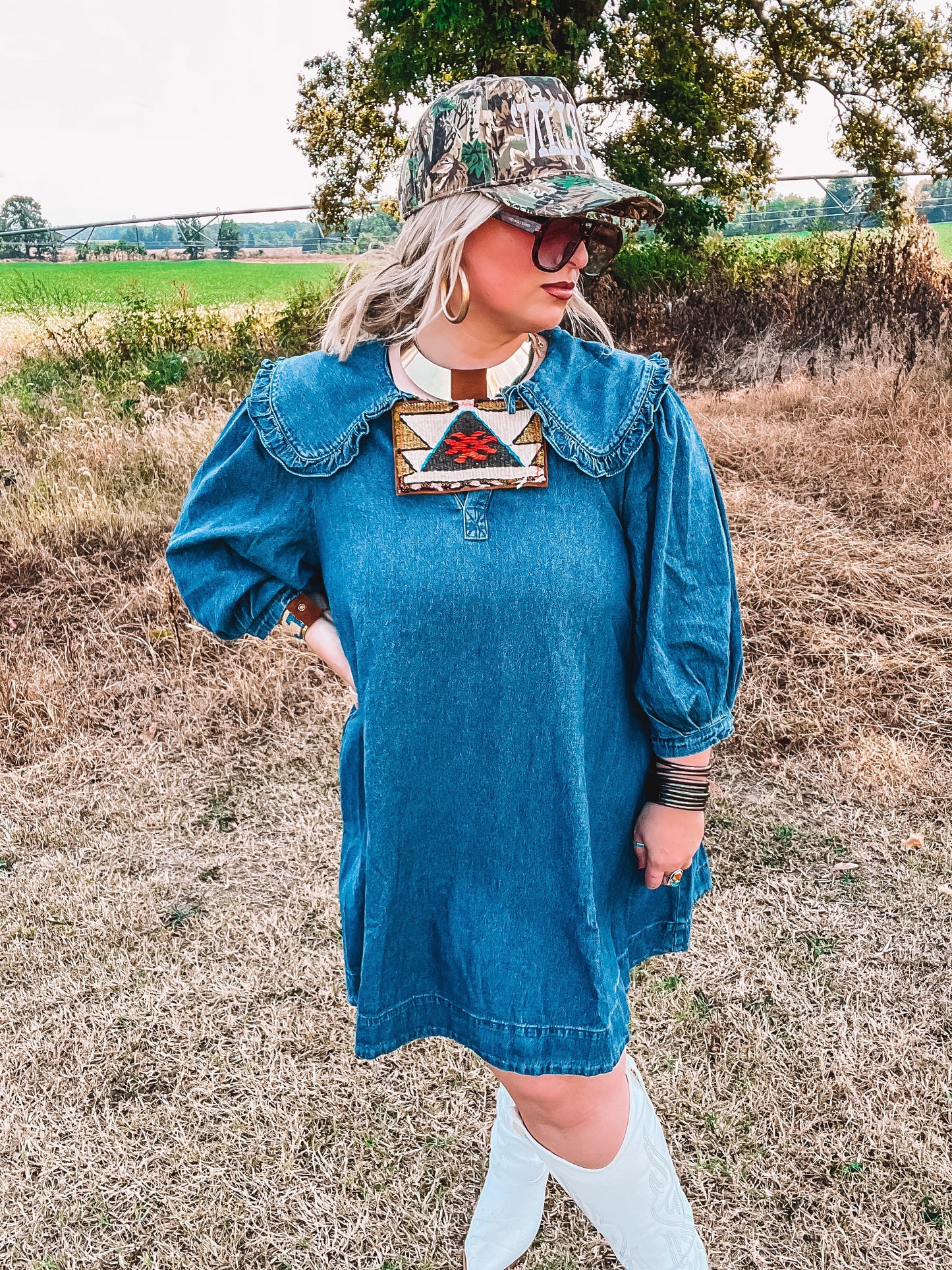 Denim Peter Pan collar dress