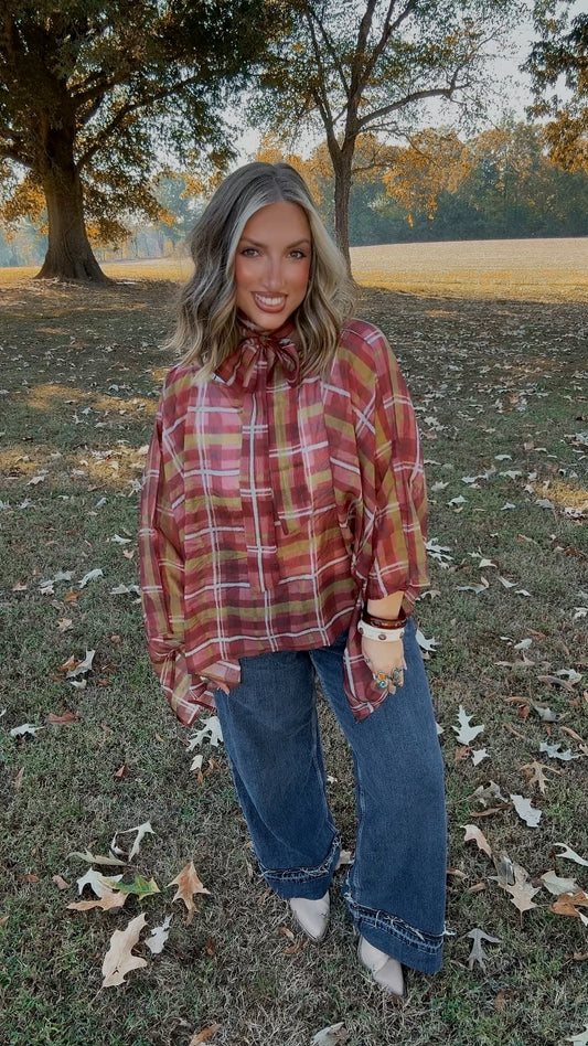 Plaid Poncho Top