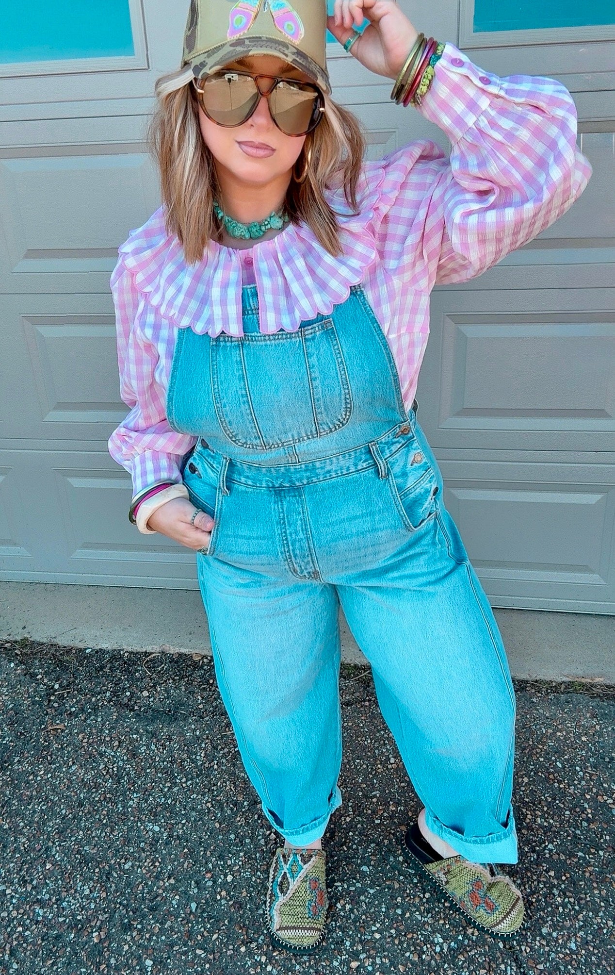light wash barrel overalls