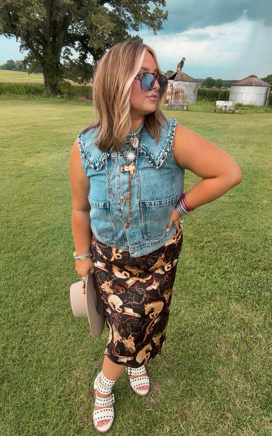 Denim Ruffle Vest