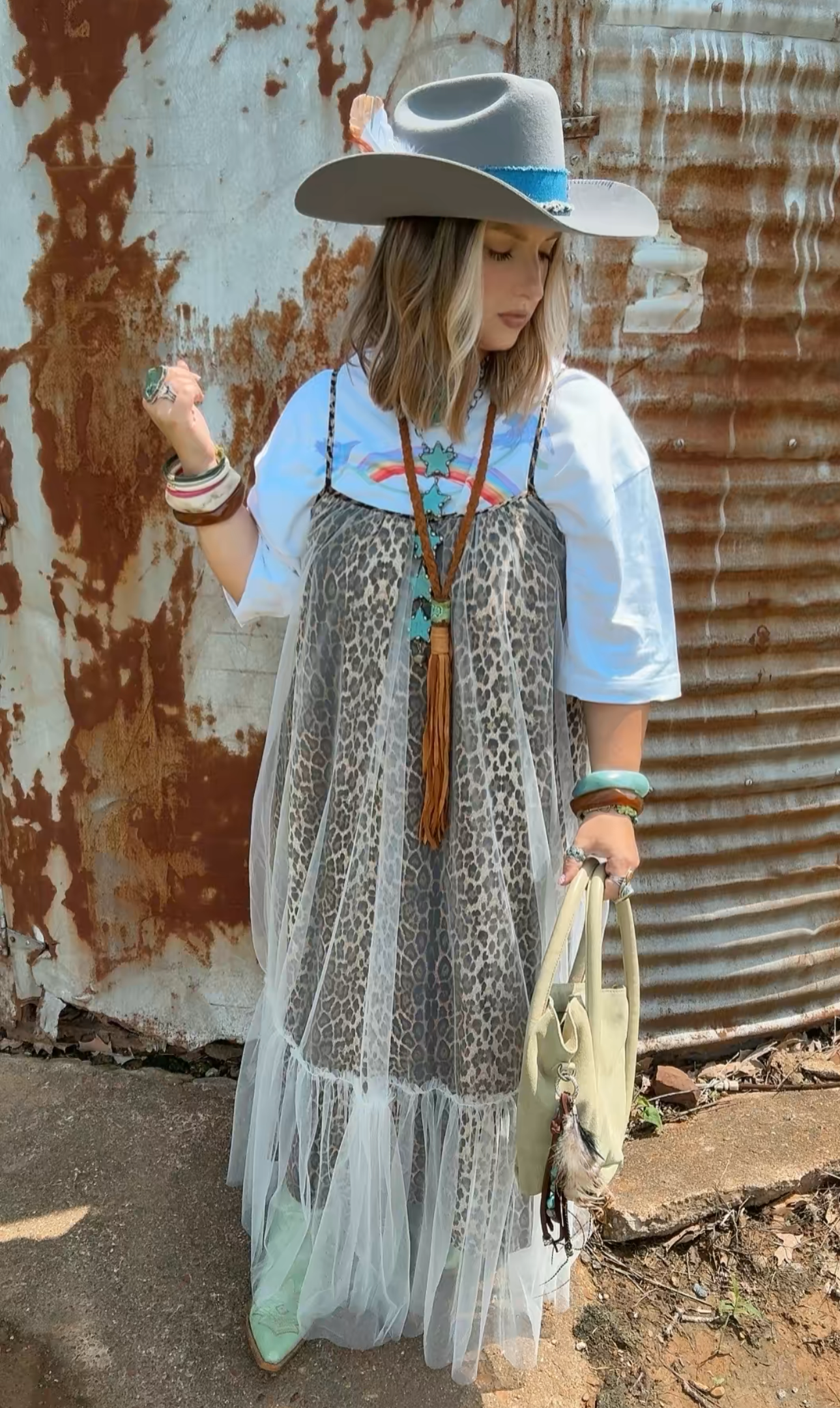 Leopard tulle maxi