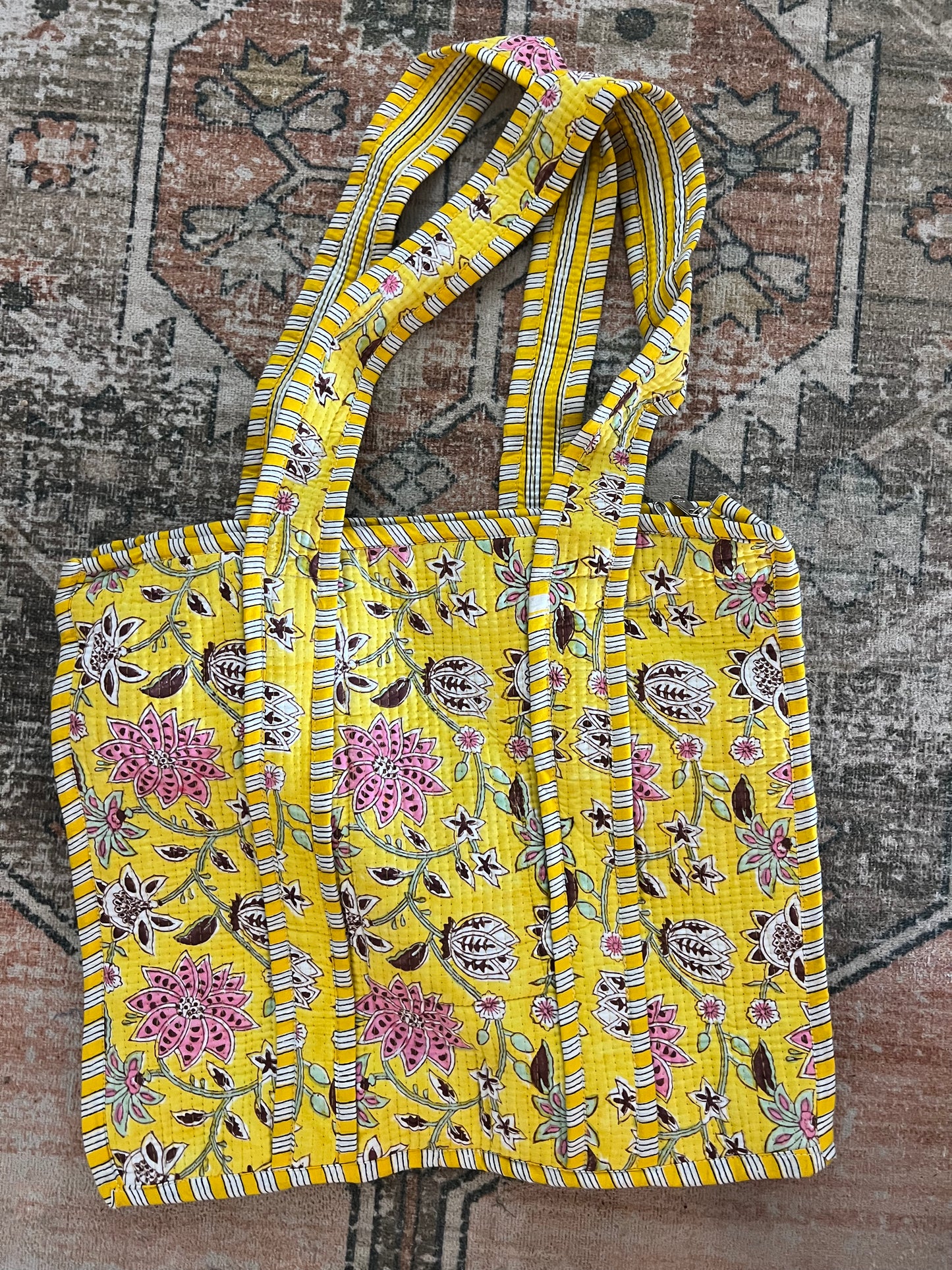 Yellow Floral Tote Bag